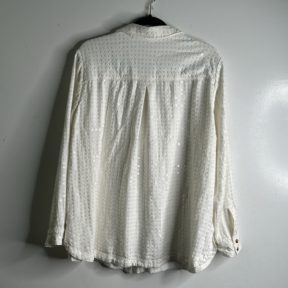 Anthropology pilcro white button down sequins top size 1x - Picture 9 of 11